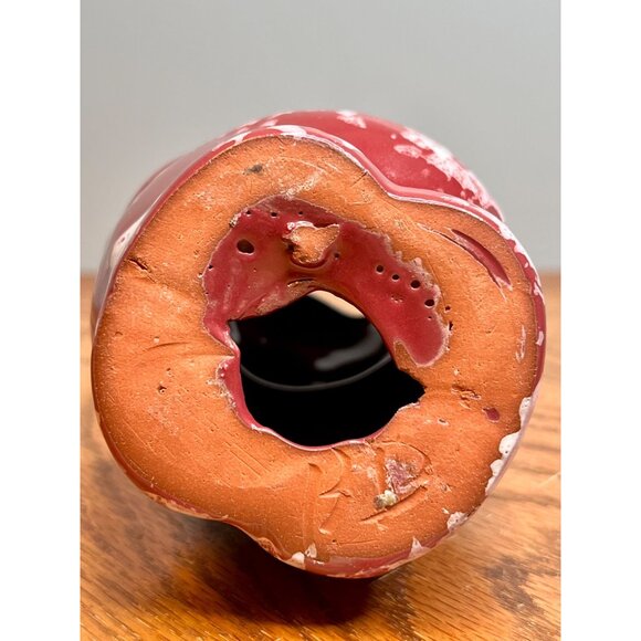 Vintage Bybee Pottery Piggy Bank 6" Tall Maroon White Splatter Sponge Ware Pain - Picture 6 of 10